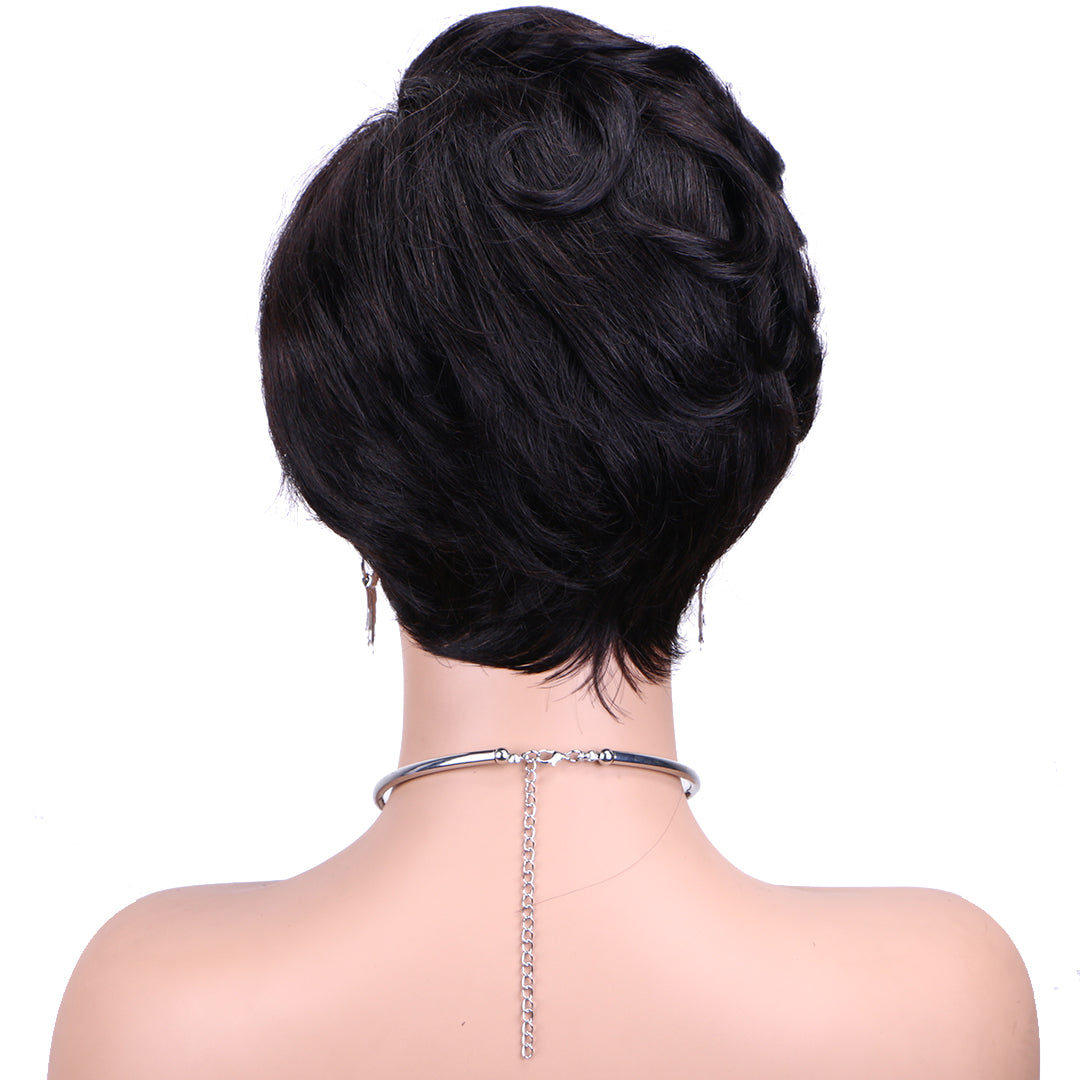 Machine made pixie cut wig--JKCX007-#1B---RMB 61