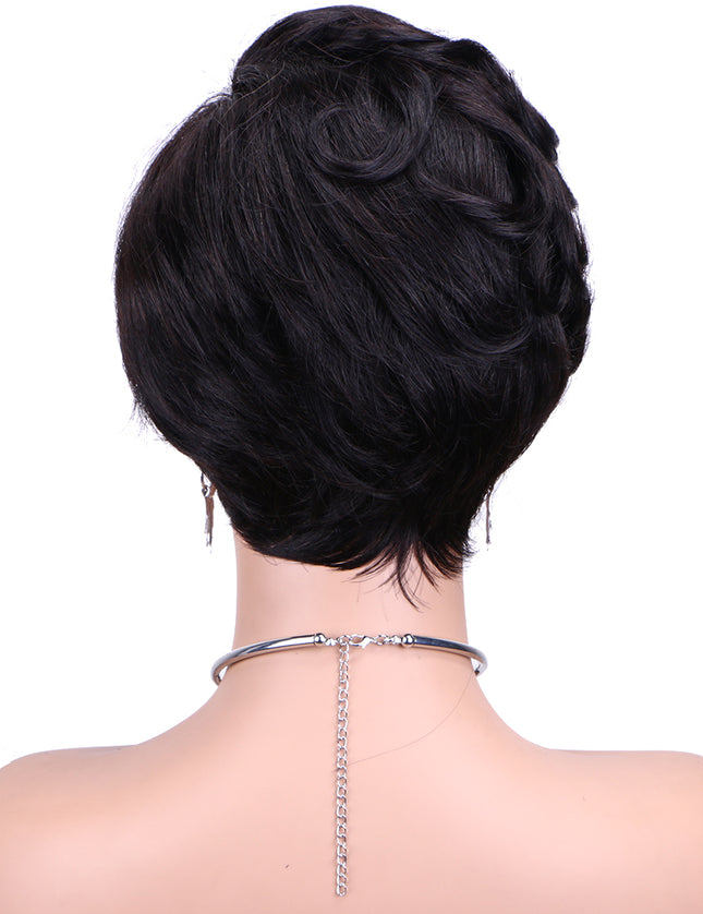 Machine made pixie cut wig--JKCX007-#1B---pay 1 get 2