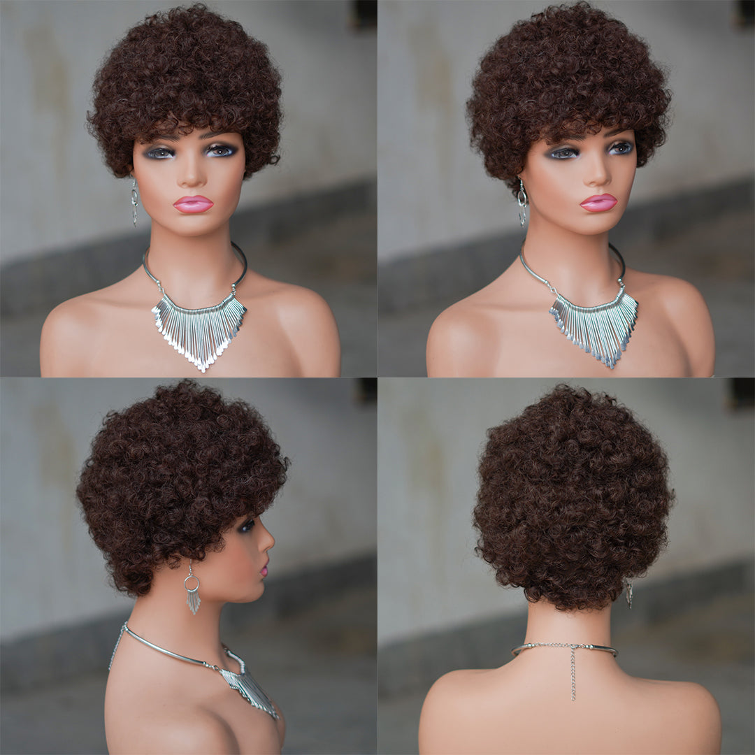 Machine made pixie cut wig---JK9032---#2---RMB 55