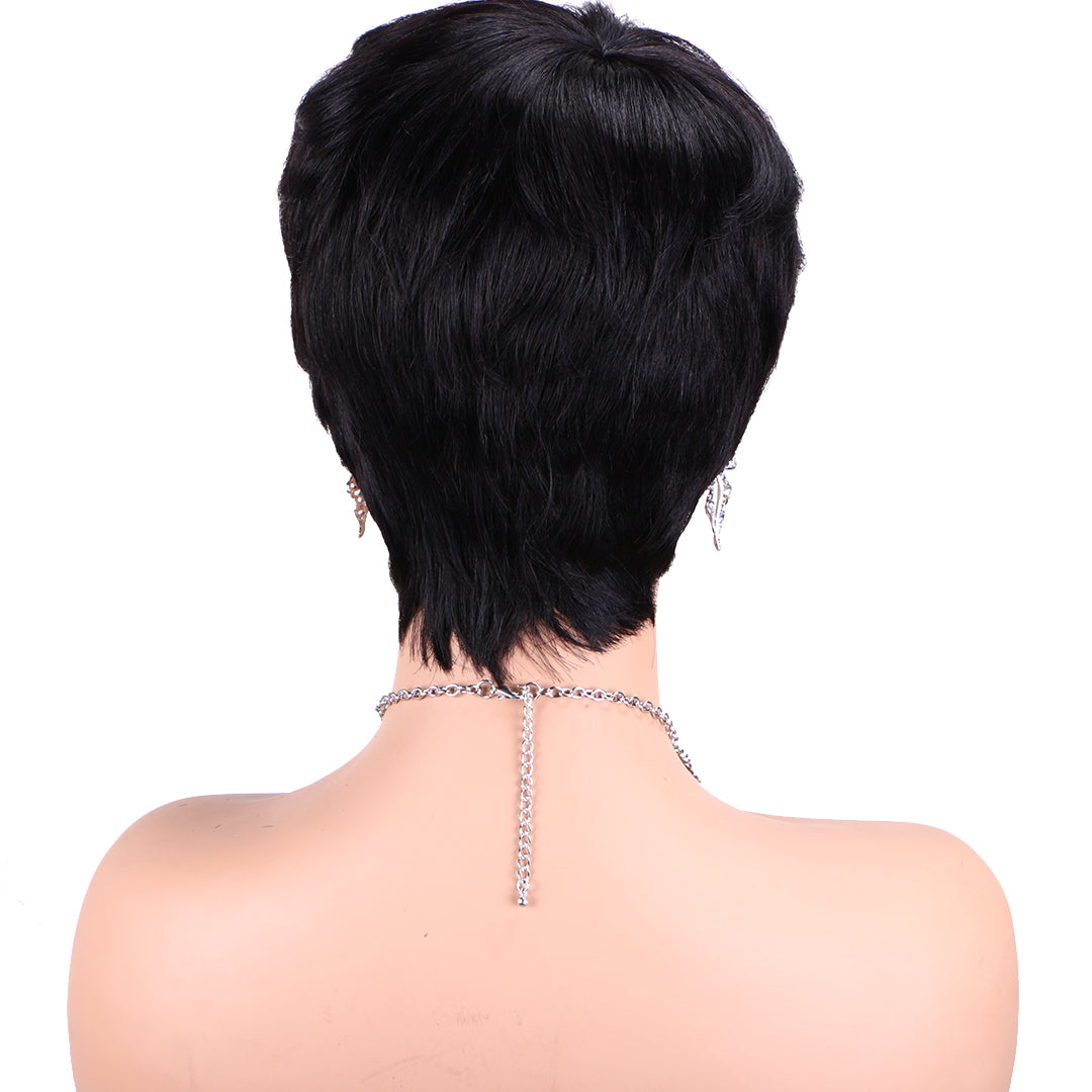 Machine made pixie cut wig---JK9086---#1B---RMB 58