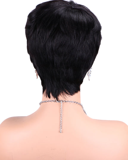 Machine made pixie cut wig---JK9086---#1B---pay 1 get 2