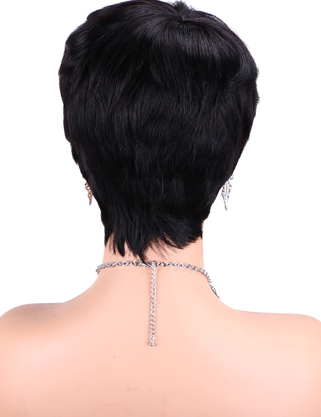 Machine made pixie cut wig---JK9086---#1B---pay 1 get 2