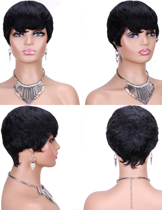Machine made pixie cut wig--JK9047---#1B----pay 1 get 2