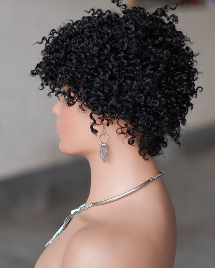 Machine made pixie cut wig---JK9083---#1B---pay 1 get 2