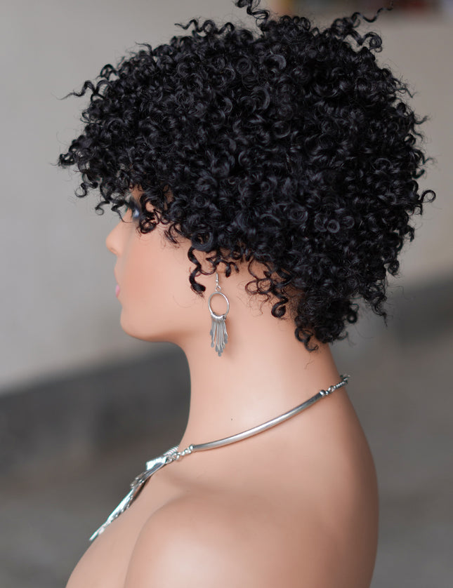 Machine made pixie cut wig---JK9083---#1B---pay 1 get 2