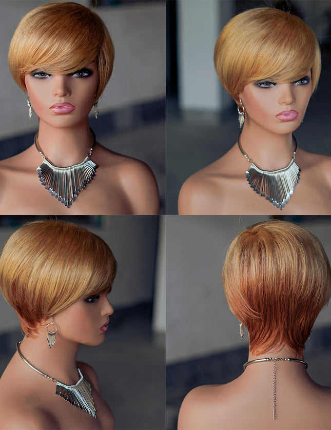 Machine made pixie cut wig--JK9182----#27/30-pay 1 get 2