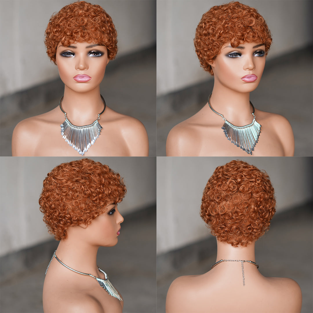 Machine made pixie cut wig---JK9044---#30---RMB 50