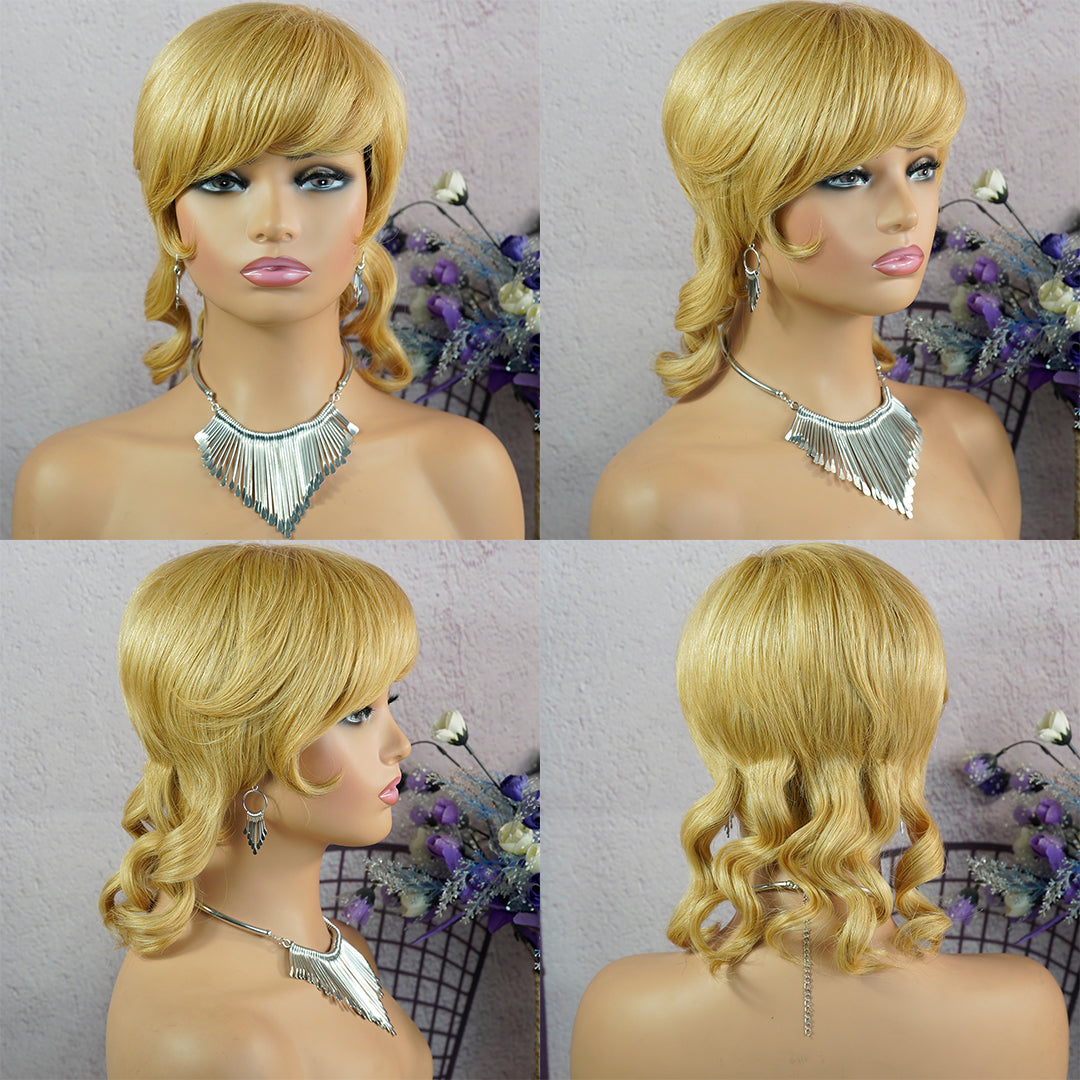 Machine made pixie cut wig ---JKCX019-#27---RMB 83