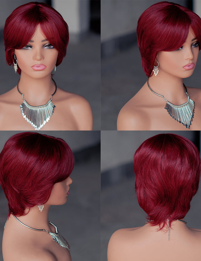 Machine made pixie cut wig---#99 --JKF661---pay 1 get 2