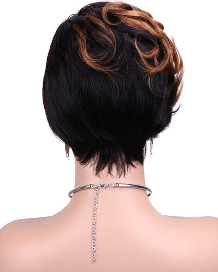Machine made pixie cut wig---JKCX007---#1B/30---pay 1 get 2