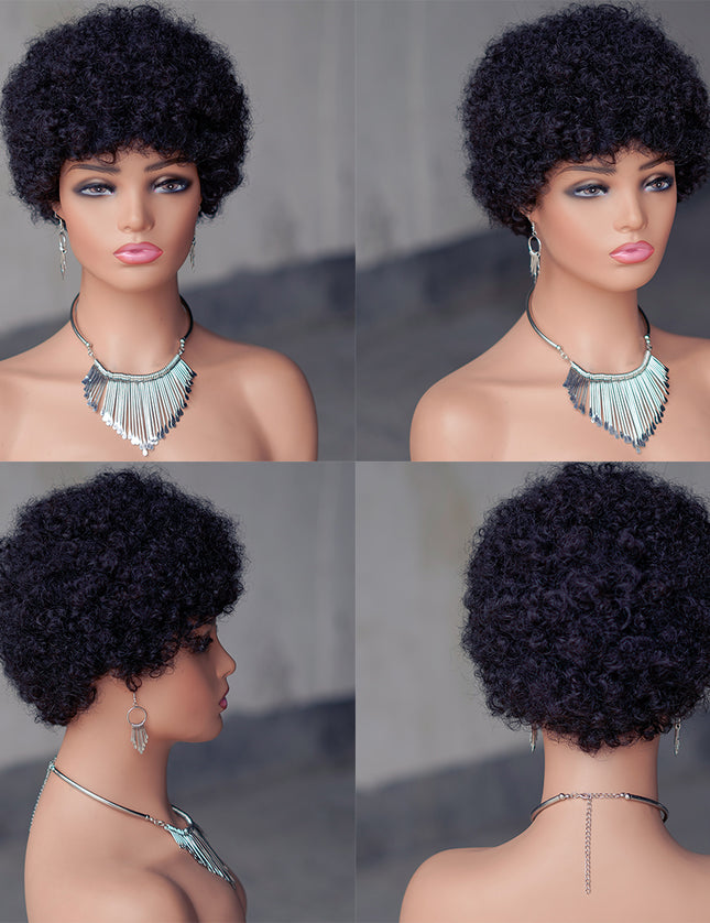 Machine made pixie cut wig---JK9032---#1B ---pay 1 get 2