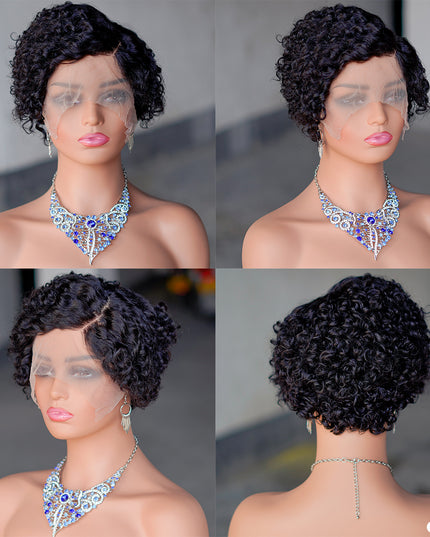 13*4*1 lace part -pixie cut wig Human Hair Wigs--CX021- color 1B#---pay 1 get 2
