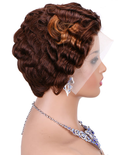 Pixie Cut wig 13x4 lace Frontal ombre #4/30 ---JK06