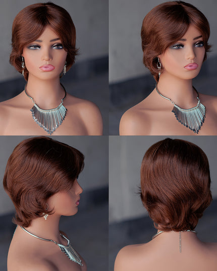 Machine made pixie cut wig---#4---JKF661---pay 1 get 2