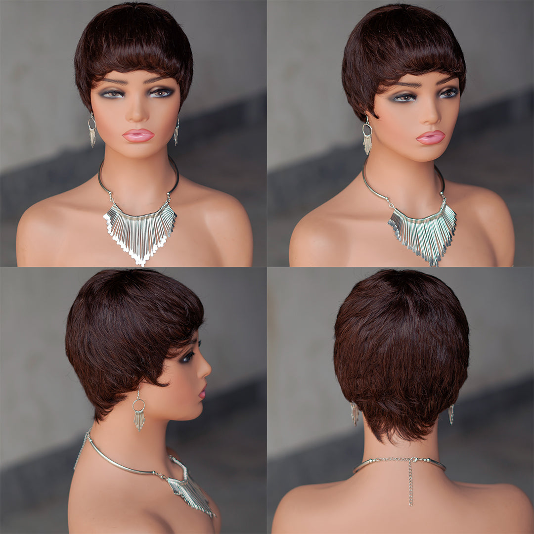 Machine made pixie cut wig---JK9047---#2---RMB 50