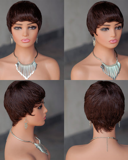 Machine made pixie cut wig---JK9047---#2---pay 1 get 2