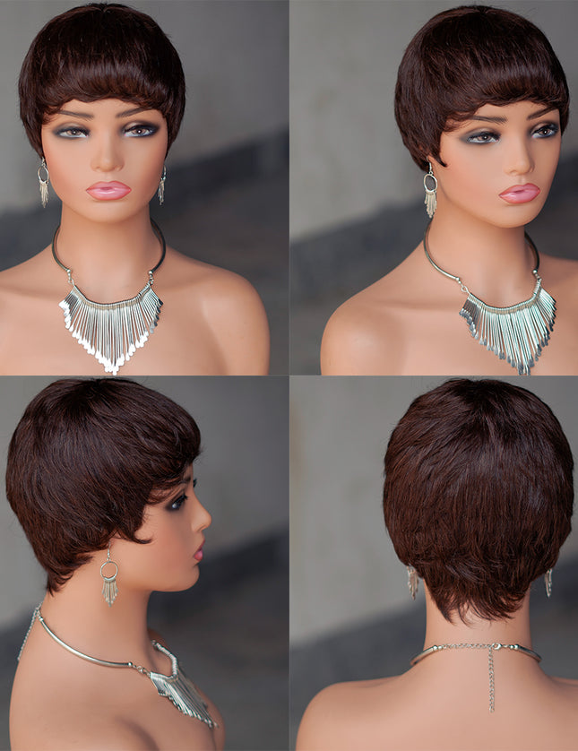 Machine made pixie cut wig---JK9047---#2---pay 1 get 2