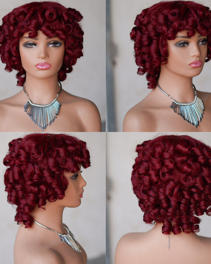 99J color--full machine made wig with bang---ZZY031