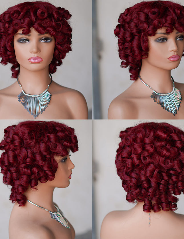 99J color--full machine made wig with bang---ZZY031