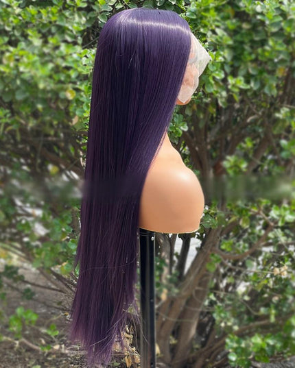Synthetic lace frontal color wig---13*4---Purple color