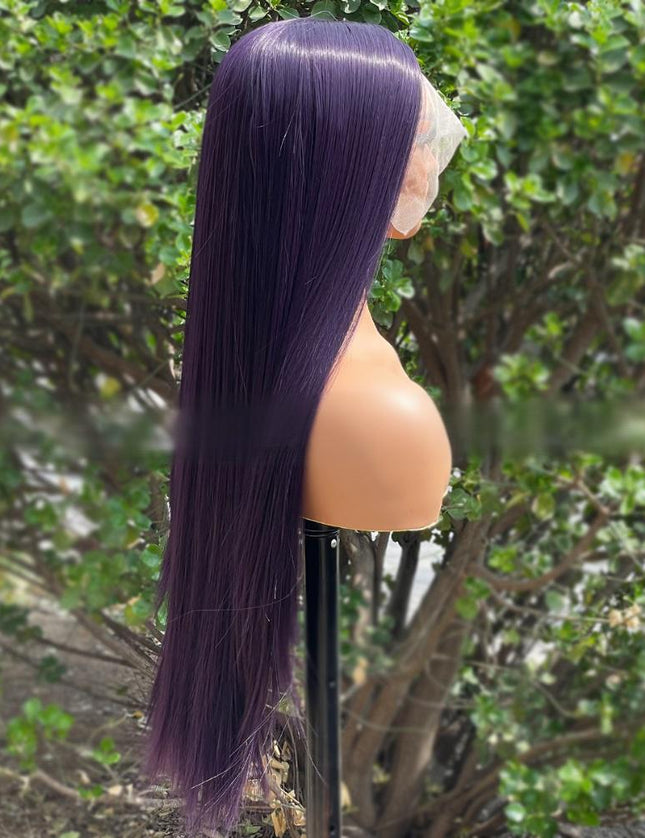 Synthetic lace frontal color wig---13*4---Purple color