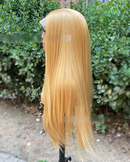 Synthetic lace frontal color wig straight---13*4---golden color---pay 1 get 2