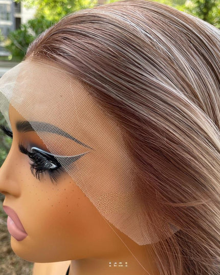 Synthetic lace frontal color wig straight---13*4---Blonde and Brown color---pay 1 get 2