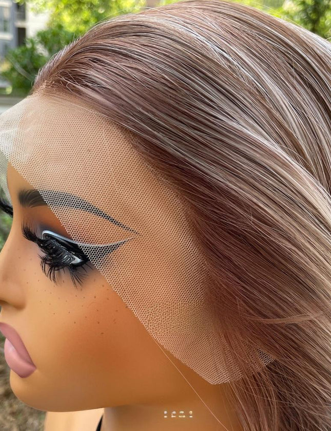 Synthetic lace frontal color wig straight---13*4---Blonde and Brown color---pay 1 get 2