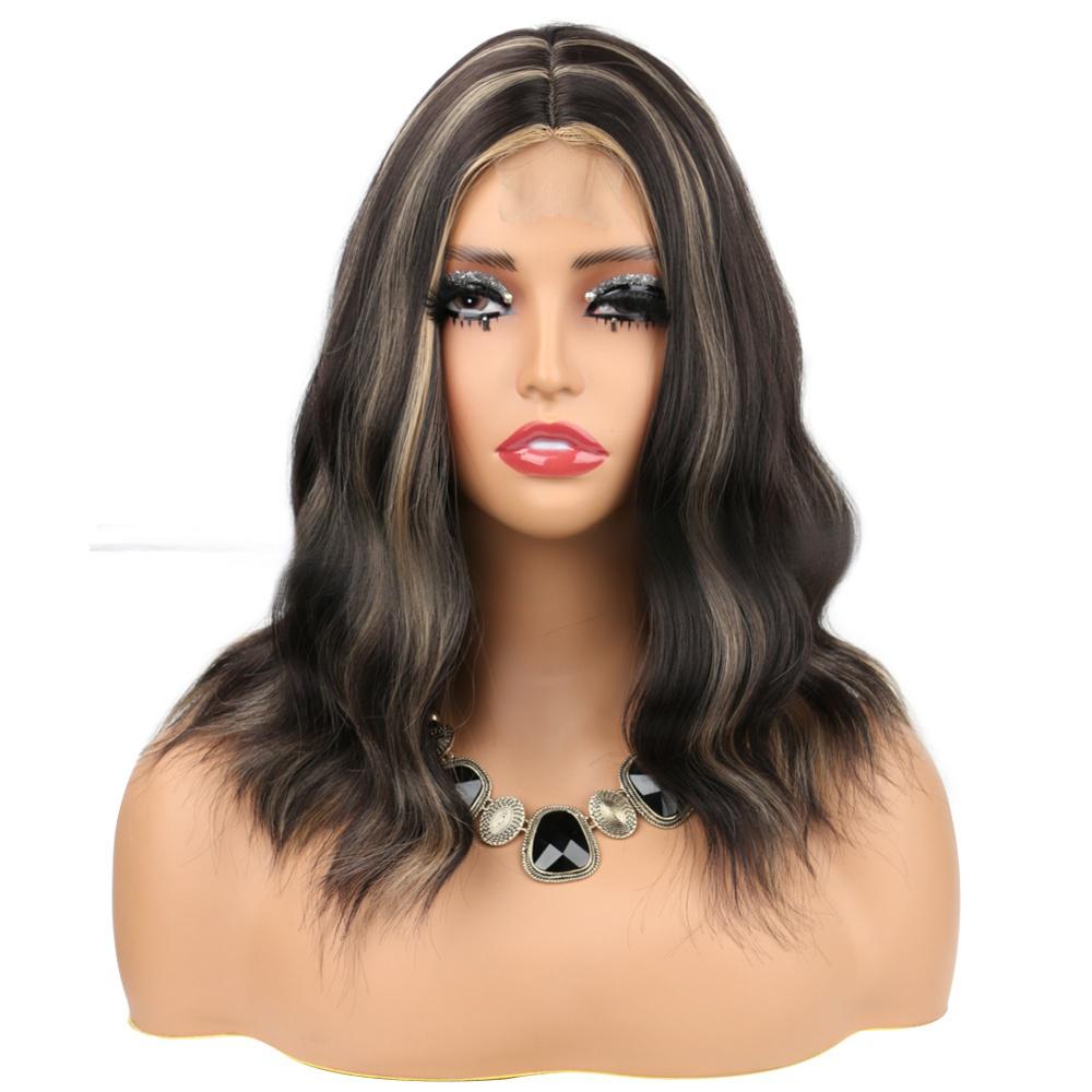 Synthetic fiber wigs lace size big wave-2