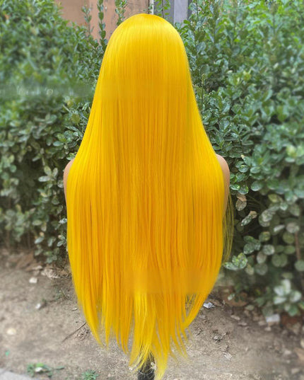 Synthetic lace frontal color wig straight---13*4--- yellow color---pay 1 get 2