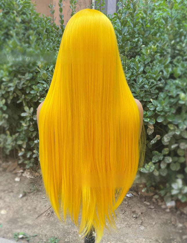 Synthetic lace frontal color wig straight---13*4--- yellow color---pay 1 get 2