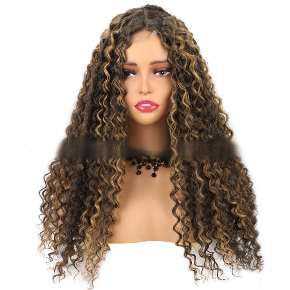 Fiber small curly wig front lace European and American long curly hair WIG