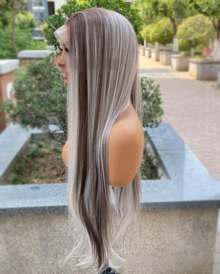 Synthetic lace frontal color wig straight---13*4---Blonde and Brown color---pay 1 get 2