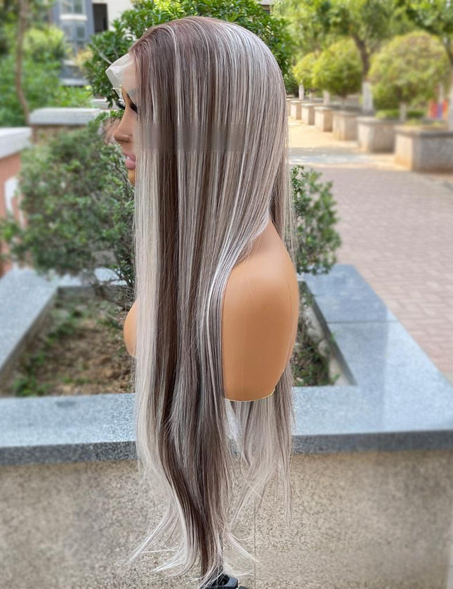 Synthetic lace frontal color wig straight---13*4---Blonde and Brown color---pay 1 get 2