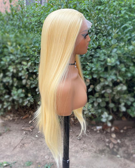 Synthetic lace frontal color wig straight---13*4---light yellow color---pay 1 get 2