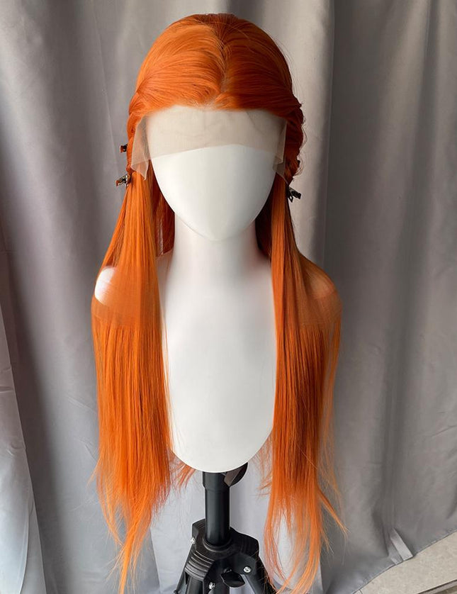Synthetic lace frontal color wig straight---13*4---ginger color---pay 1 get 2
