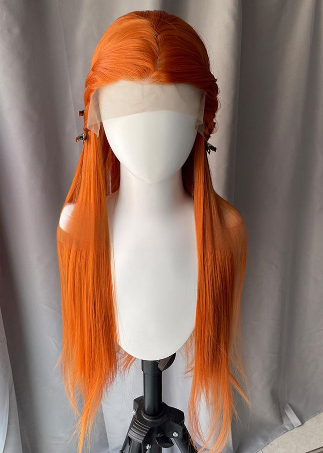 Synthetic lace frontal color wig straight---13*4---ginger color---pay 1 get 2