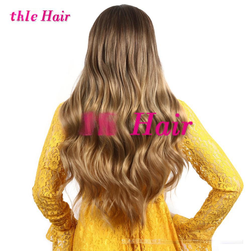 Fiber wig middle part big wave natural fluffy