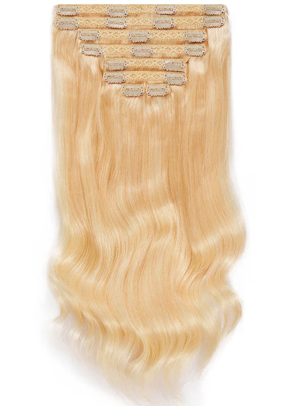 remy clip hair extensions----Light blonde color