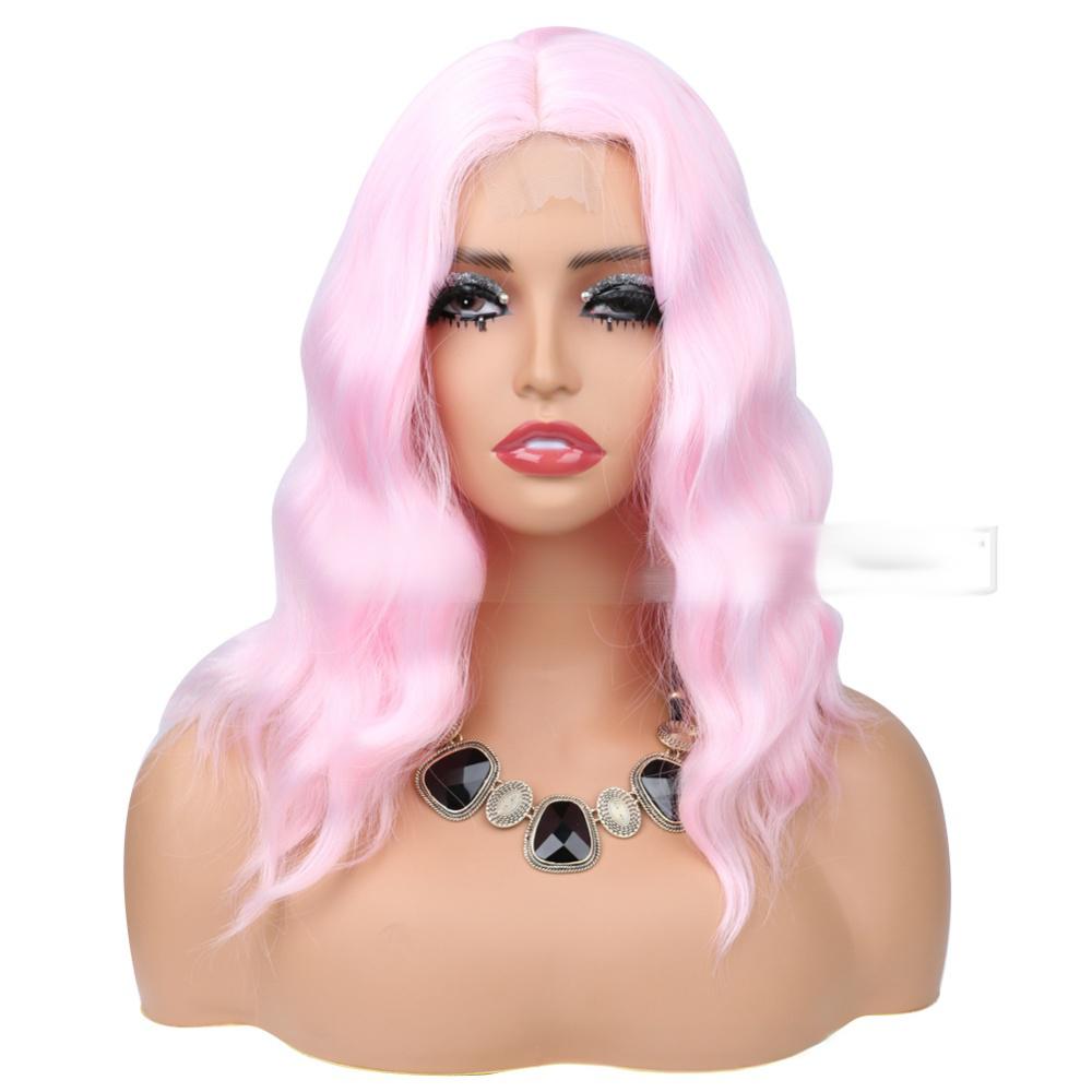Synthetic fiber wigs lace size big wave-4