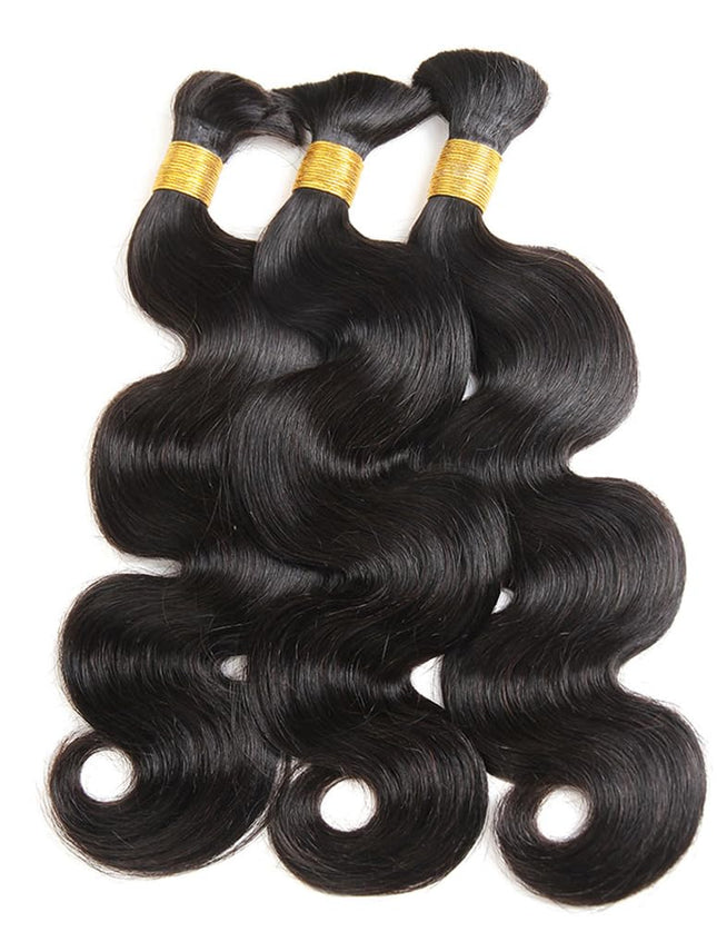 Body wave natural black color 15A human hair bulk for braiding