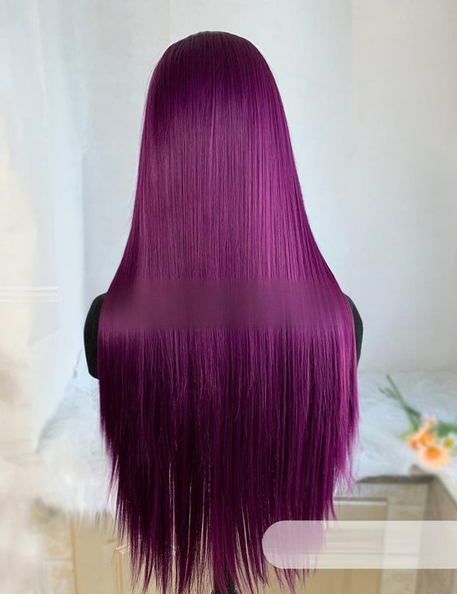 Synthetic lace frontal color wig straight---13*4---aubergine purple color--pay 1 get 2
