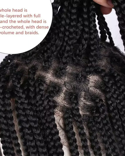 Synthetic Transparent Full Lace Braided Wigs Knotless Box Braids Wig # black color