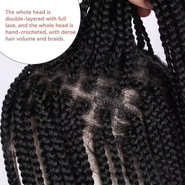 Synthetic Transparent Full Lace Braided Wigs Knotless Box Braids Wig # black color
