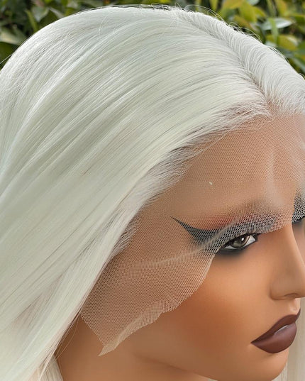 Fiber lace frontal color wig straight---13*4---White color---pay 1 get 2