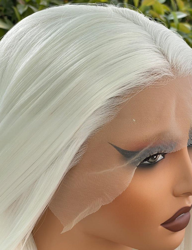 Fiber lace frontal color wig straight---13*4---White color---pay 1 get 2