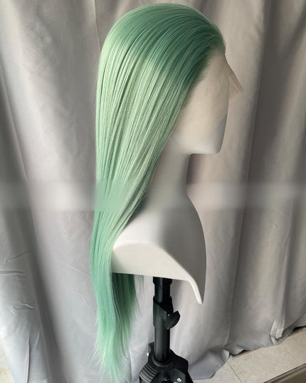 Synthetic lace frontal color wig straight---13*4---mint green color---pay 1 get 2