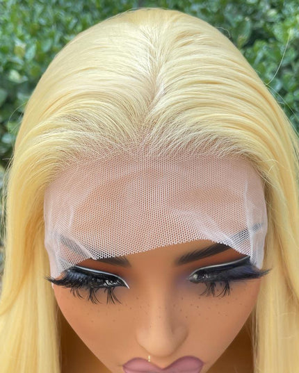 Synthetic lace frontal color wig straight---13*4---light yellow color---pay 1 get 2