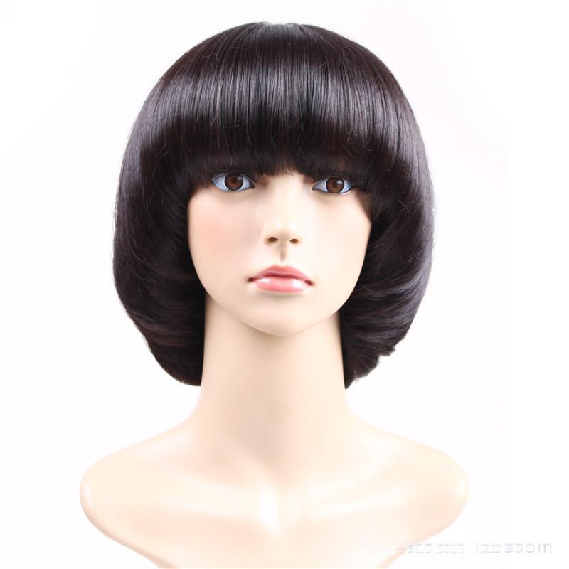 Fiber black color Mushroom style wig