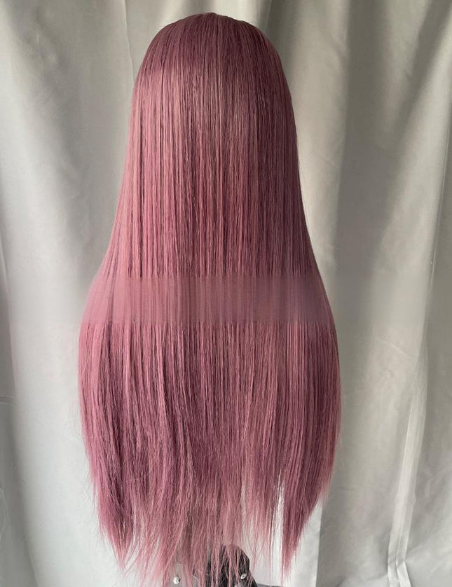 Synthetic lace frontal color wig straight---13*4---Dusty Purple color---pay 1 get 2